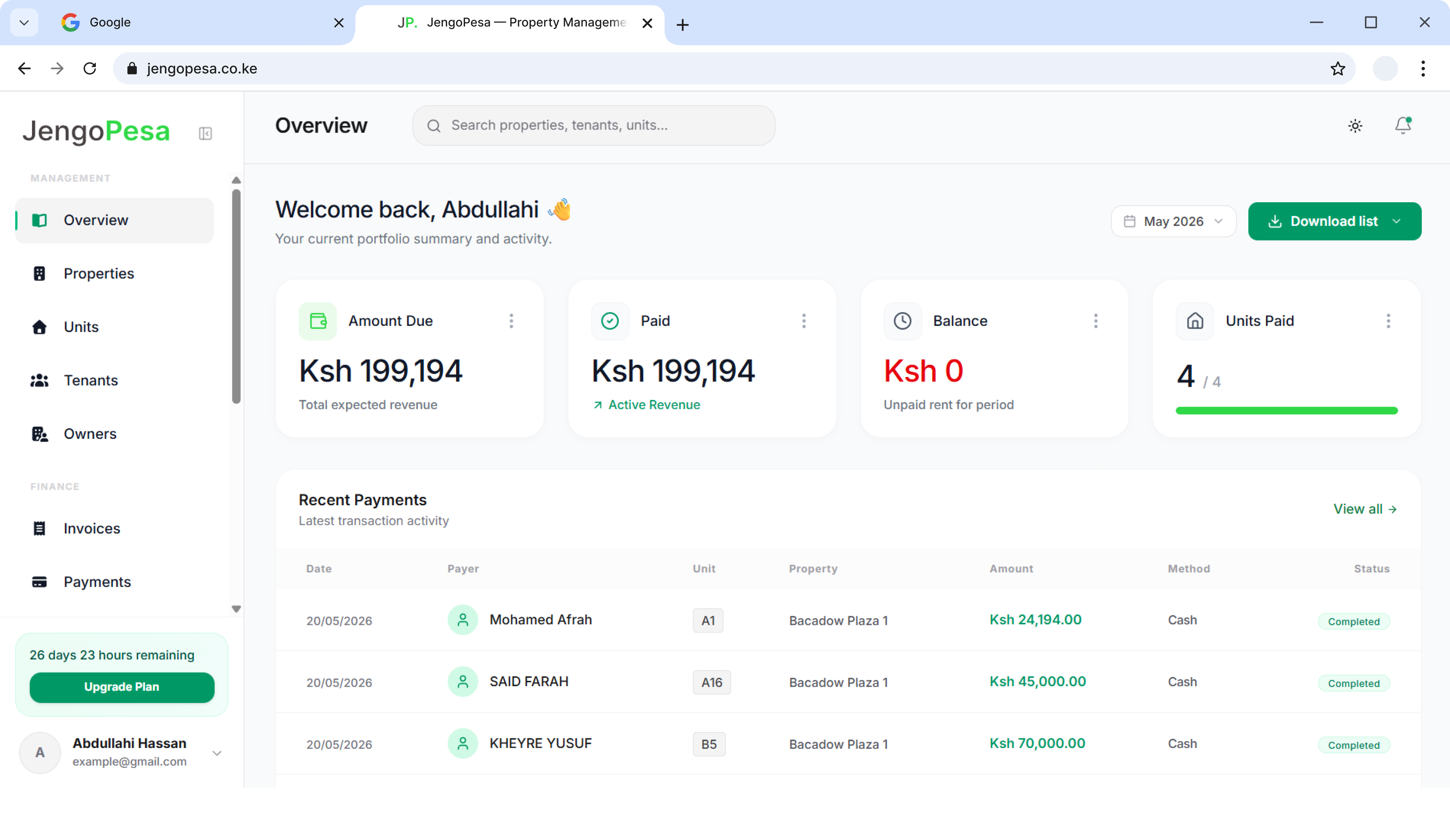 JengoPesa Dashboard Mockup